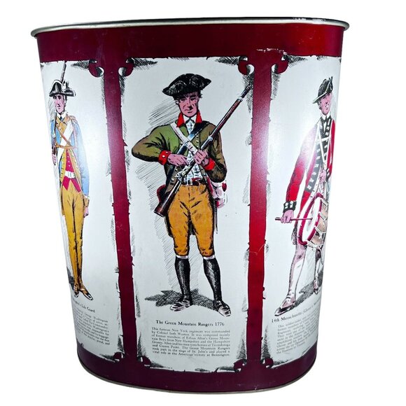 Cheinco 1960s Metal Trash Can REVOLUTIONARY WAR George Washington CALL TO ARMS - Picture 1 of 16